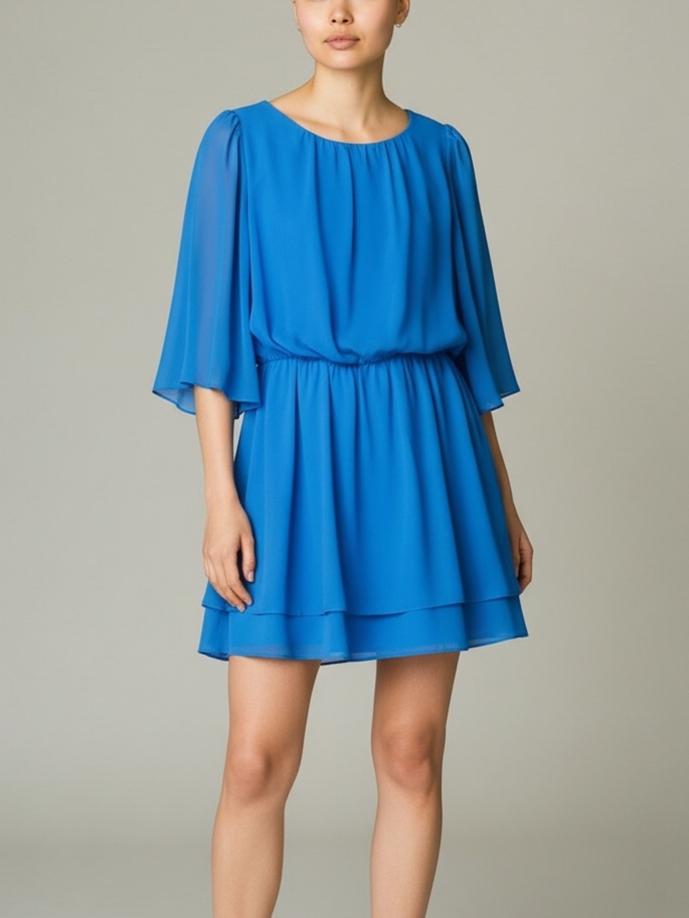 Alice + Olivia Silk Chiffon Turquoise Blue Flowy Mini Dress Medium NWT